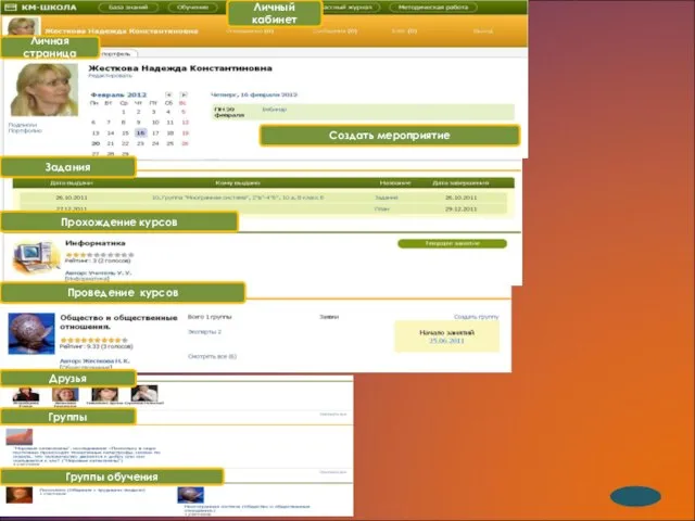 Личная страница Личный кабинет Друзья Прохождение курсов Задания Проведение курсов Группы обучения Группы Создать мероприятие