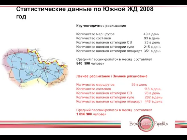 Круглогодичное расписание Количество маршрутов 49 в день Количество составов 93 в день