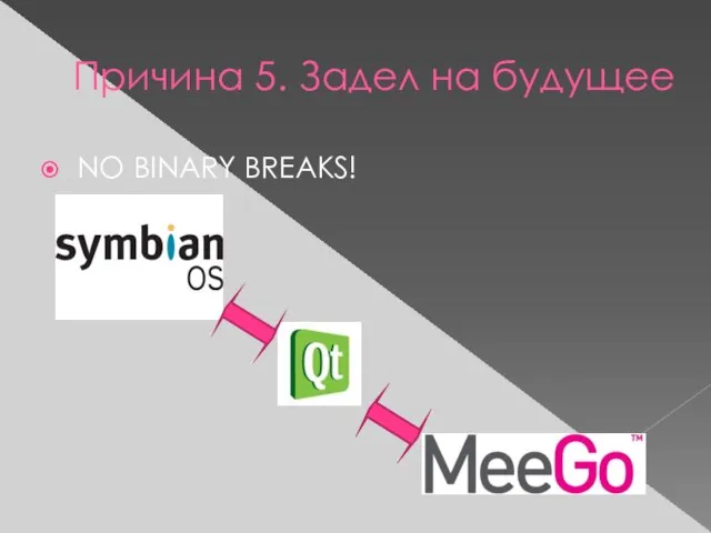 Причина 5. Задел на будущее NO BINARY BREAKS!