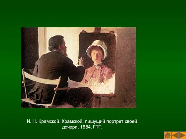 И. Н. Крамской. Крамской, пишущий портрет своей дочери. 1884. ГТГ.