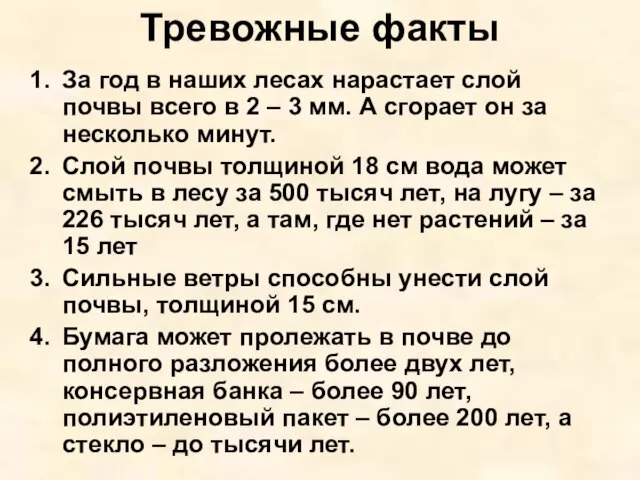 Тревожные факты За год в наших лесах нарастает слой почвы всего в