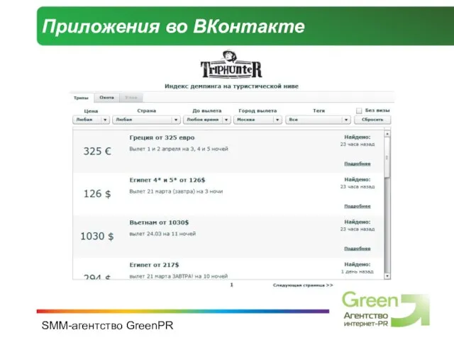 SMM-агентство GreenPR Приложения во ВКонтакте