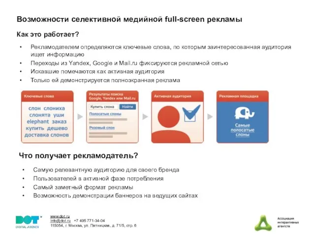 Как это работает? Рекламодателем определяются ключевые слова, по которым заинтересованная аудитория ищет