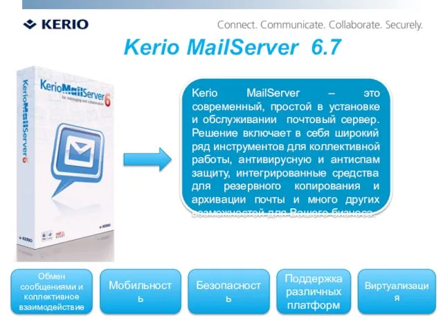Kerio MailServer 6.7 Kerio MailServer – это современный, простой в установке и