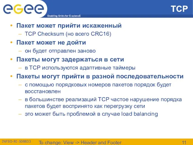 To change: View -> Header and Footer TCP Пакет может прийти искаженный