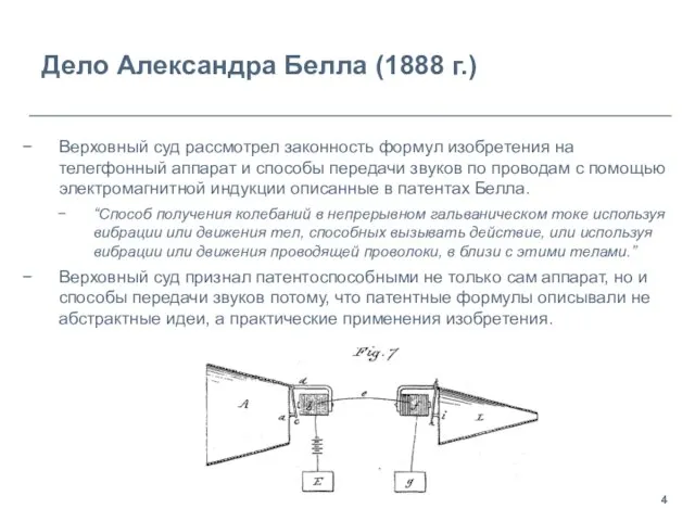 Дело Александра Белла (1888 г.) Верховный суд рассмотрел законность формул изобретения на