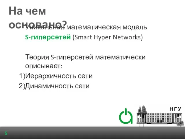 На чем основано? Уникальная математическая модель S-гиперсетей (Smart Hyper Networks) Теория S-гиперсетей