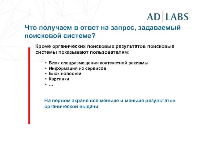 Что получаем в ответ на запрос, задаваемый поисковой системе? Кроме органических поисковых