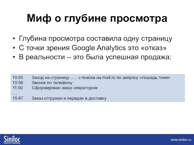 Миф о глубине просмотра Глубина просмотра составила одну страницу С точки зрения