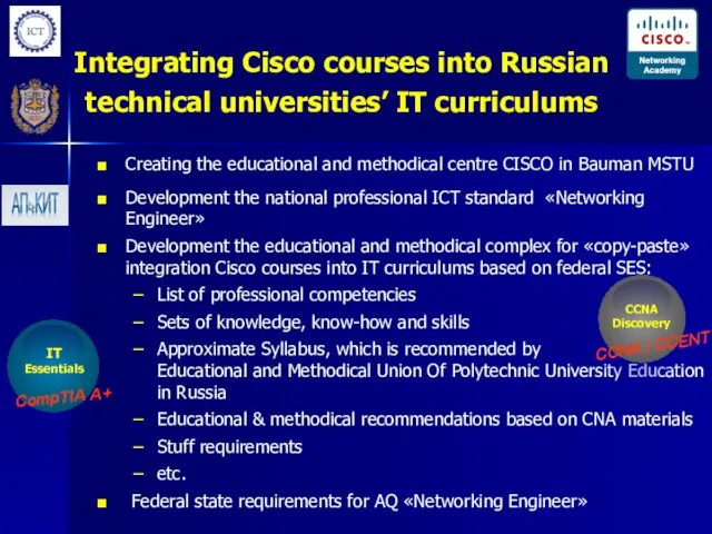 Integrating Cisco courses into Russian technical universities’ IT curriculums Creating the educational