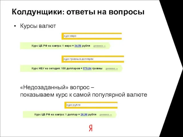 Колдунщики: ответы на вопросы Курсы валют «Недозаданный» вопрос – показываем курс к самой популярной валюте