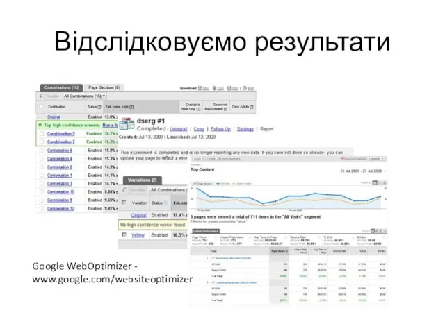 Відслідковуємо результати Google WebOptimizer - www.google.com/websiteoptimizer