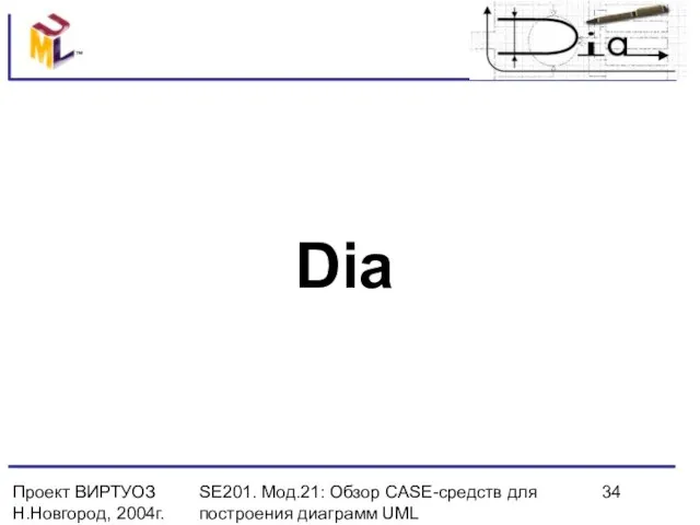 Проект ВИРТУОЗ Н.Новгород, 2004г. SE201. Мод.21: Обзор CASE-средств для построения диаграмм UML