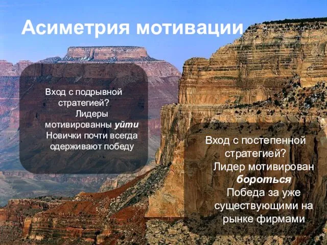 Вход с подрывной стратегией? Лидеры мотивированны уйти Новички почти всегда одерживают победу