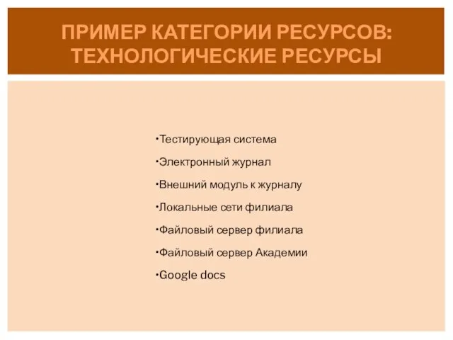 Тестирующая система Электронный журнал Внешний модуль к журналу Локальные сети филиала Файловый