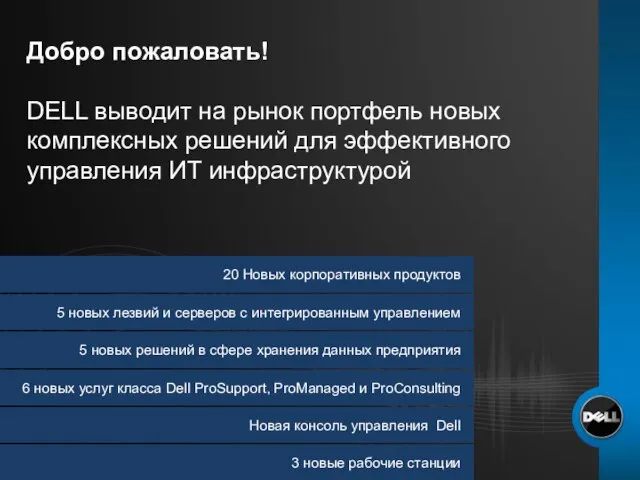 20 Новых корпоративных продуктов 5 новых лезвий и серверов с интегрированным управлением