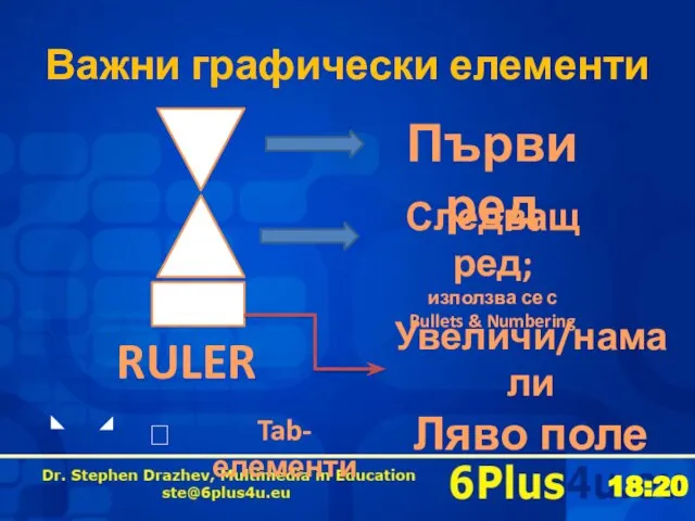 Важни графически елементи Първи ред Следващ ред; използва се с Bullets &