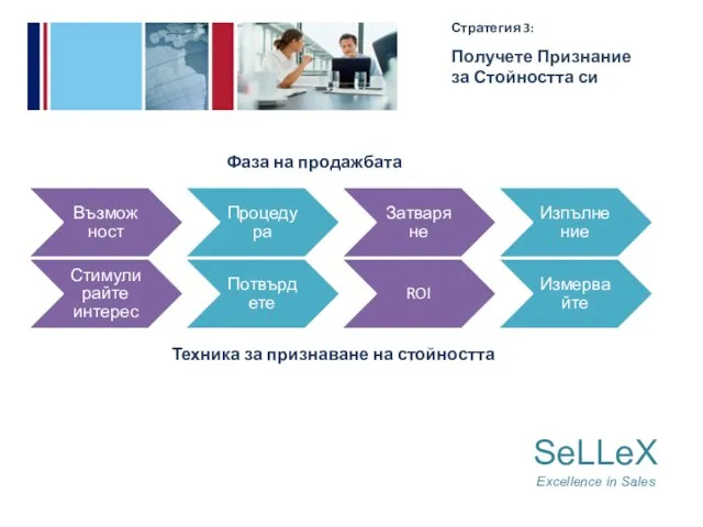 SeLLeX Excellence in Sales Възможност Процедура Затваряне Изпълнение Стратегия 3: Получете Признание