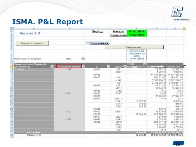 ISMA. P&L Report