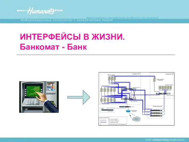 ИНТЕРФЕЙСЫ В ЖИЗНИ. Банкомат - Банк © 2007 | HumanoIT Group. All rights reserved.