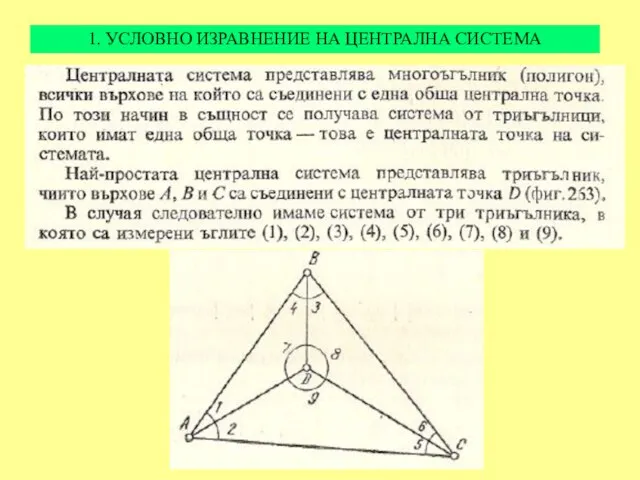 1. УСЛОВНО ИЗРАВНЕНИЕ НА ЦЕНТРАЛНА СИСТЕМА