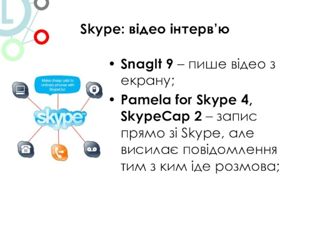 Skype: відео інтерв’ю SnagIt 9 – пише відео з екрану; Pamela for