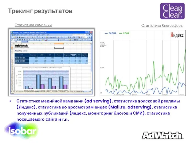 Статистика блогосферы Статистика медийной кампании (ad serving), статистика поисковой рекламы (Яндекс), статистика