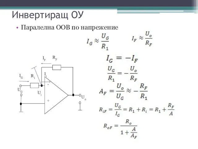 Инвертиращ ОУ Паралелна ООВ по напрежение