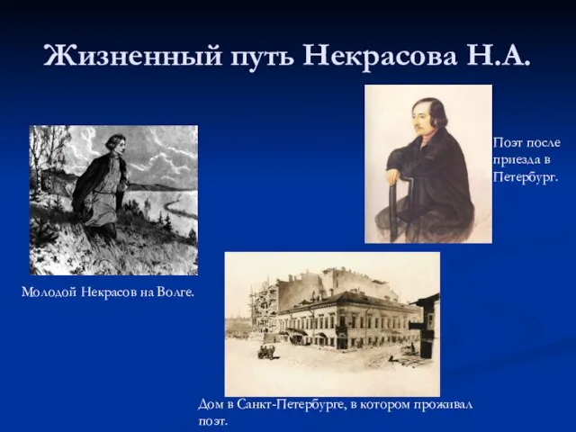 Жизненный путь Некрасова Н.А. Молодой Некрасов на Волге. Дом в Санкт-Петербурге, в