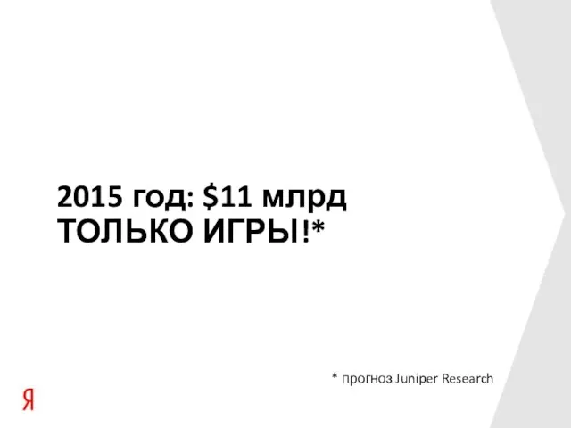 2015 год: $11 млрд ТОЛЬКО ИГРЫ!* * прогноз Juniper Research