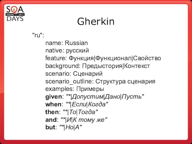 "ru": name: Russian native: русский feature: Функция|Функционал|Свойство background: Предыстория|Контекст scenario: Сценарий scenario_outline:
