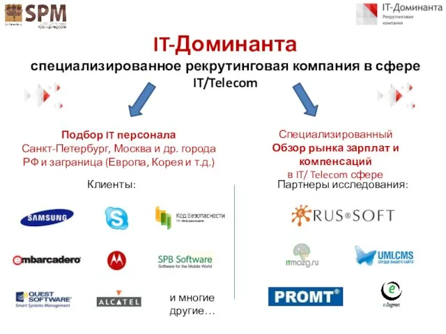 IT-Доминанта специализированное рекрутинговая компания в сфере IT/Telecom Подбор IT персонала Санкт-Петербург, Москва