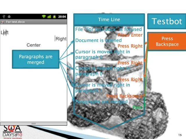 Pass Testbot File “For test.docx” is focused Press Enter Document is opened