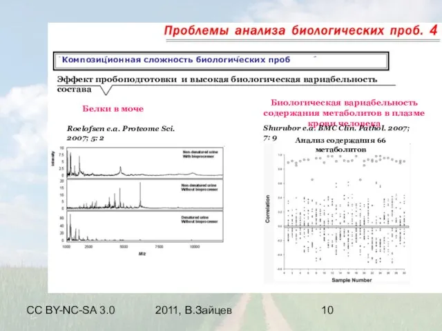 CC BY-NC-SA 3.0 2011, В.Зайцев Композиционная сложность биологических проб 4 Эффект пробоподготовки