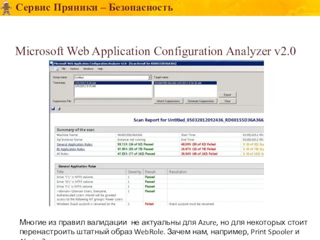 Сервис Пряники – Безопасность Microsoft Web Application Configuration Analyzer v2.0 Многие из