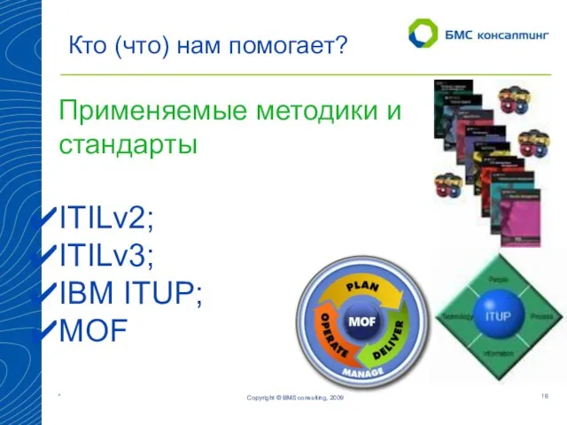 Copyright © BMS consulting, 2009 Кто (что) нам помогает? Применяемые методики и