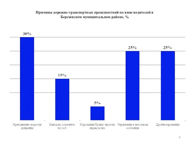 Причины дорожно-транспортных происшествий по вине водителей в Березовском муниципальном районе, %