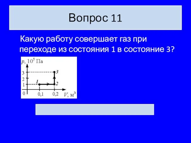 Вопрос 11 Какую работу совершает газ при переходе из состояния 1 в состояние 3?