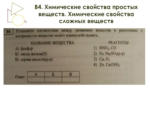 В4. Химические свойства простых веществ. Химические свойства сложных веществ