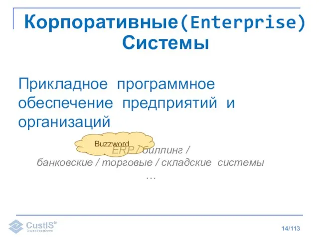 /113 Корпоративные(Enterprise) Системы ERP / биллинг / банковские / торговые / складские