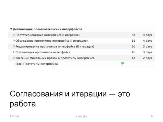 Согласования и итерации — это работа 7.10.2011 twitter @op