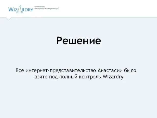 Решение Все интернет-представительство Анастасии было взято под полный контроль Wizardry