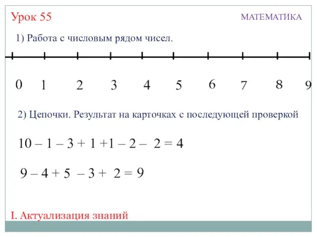 Урок 55 МАТЕМАТИКА 1 3 2 4 5 7 6 8 9