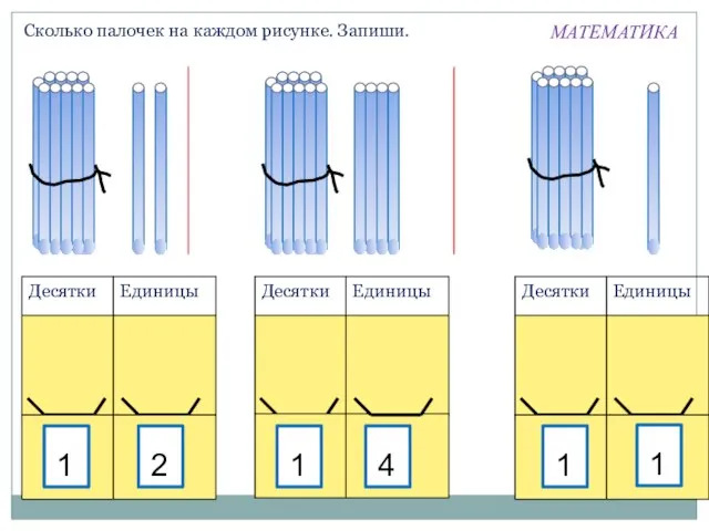 Сколько палочек на каждом рисунке. Запиши. МАТЕМАТИКА