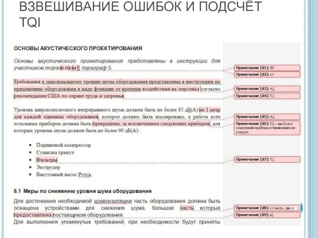 ВЗВЕШИВАНИЕ ОШИБОК И ПОДСЧЁТ TQI