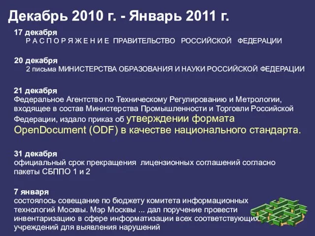 Декабрь 2010 г. - Январь 2011 г. 20 декабря 2 письма МИНИСТЕРСТВА