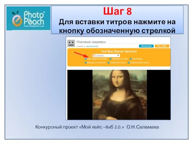 Конкурсный проект «Мой кейс –Beб 2.0.» О.Н.Саламаха Шаг 8 Для вставки титров