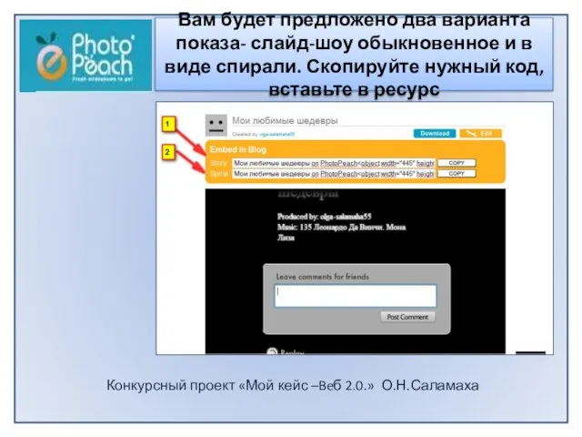 Конкурсный проект «Мой кейс –Beб 2.0.» О.Н.Саламаха Вам будет предложено два варианта