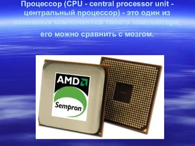 Процессор (CPU - central processor unit - центральный процессор) - это один