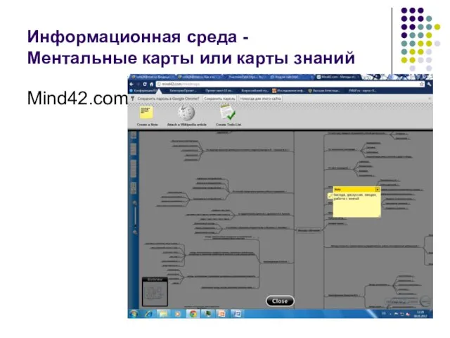 Информационная среда - Ментальные карты или карты знаний Mind42.com